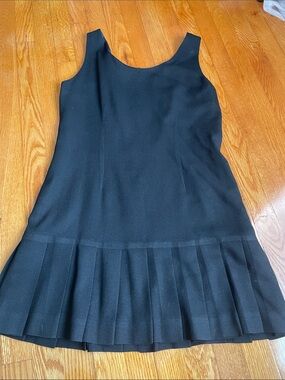 Sleeveless Black Pleated-Hem Mini Dress